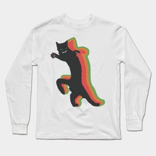 Vintage Meme Cat with Mustache Long Sleeve T-Shirt